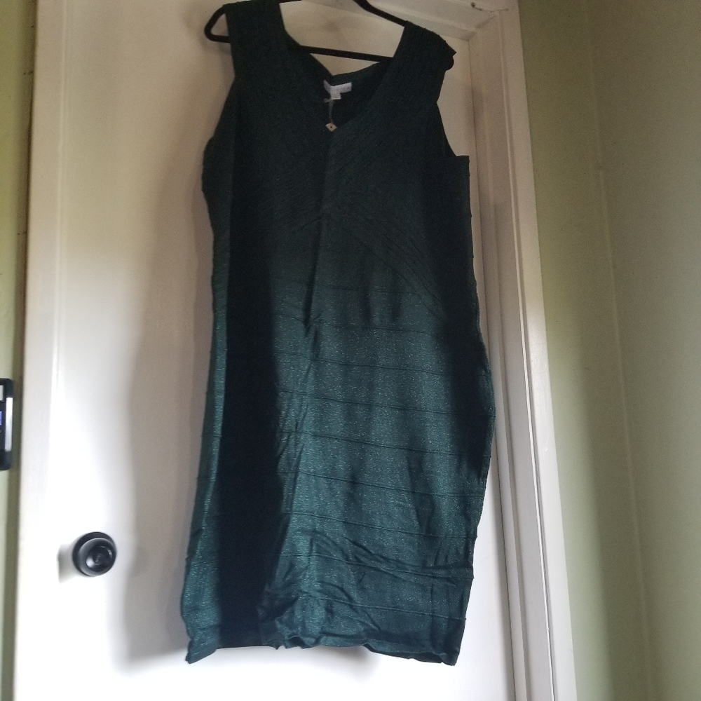 Plus size Green sparkle knit stretchy dress 3X